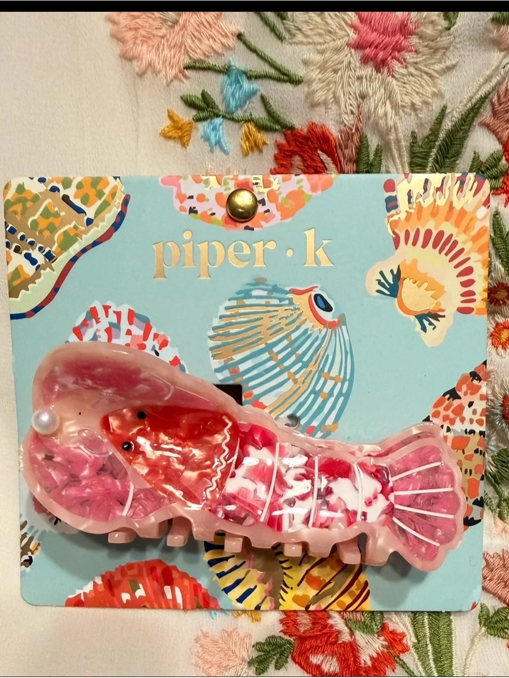 Piper•K Pink Resin Lobster Hair Clip NEW